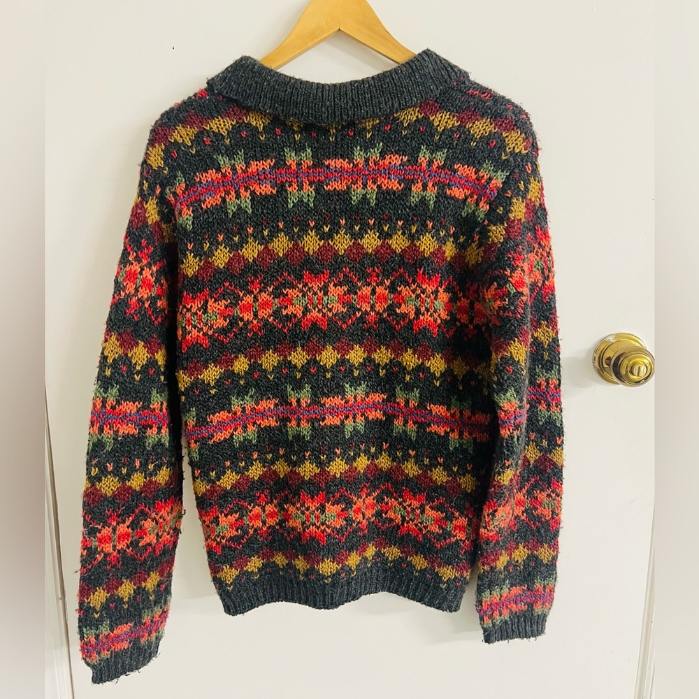 Womens Zip-Up Collard Chunky Sweater Size Small Knit Alpine Colorful Cozy Nordic - Picture 2 of 9